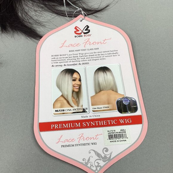 Lyna Angled Bob 99J dark Plum Wig Deep Part Lace Front Straight Synthetic Hair - Picture 9 of 9